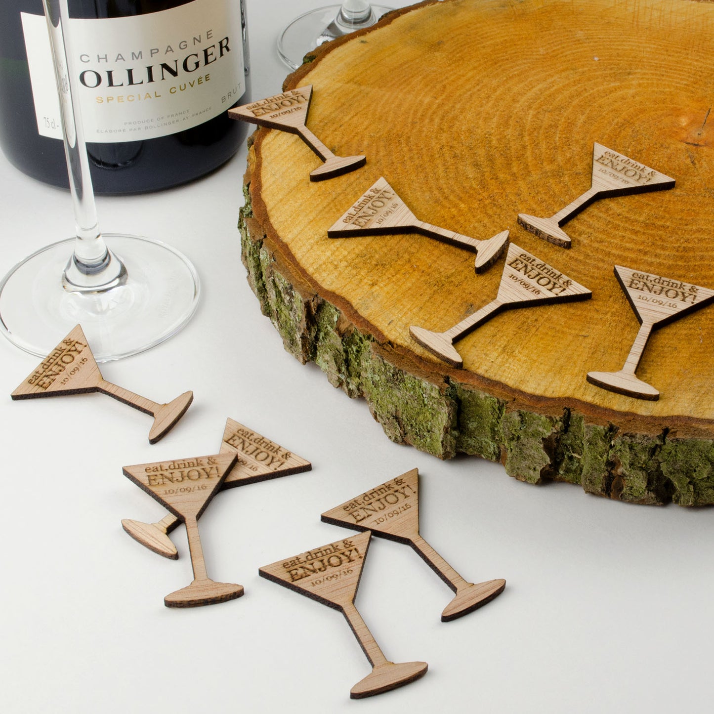 Personalised Wooden Drink Tokens - Cocktail Glass.