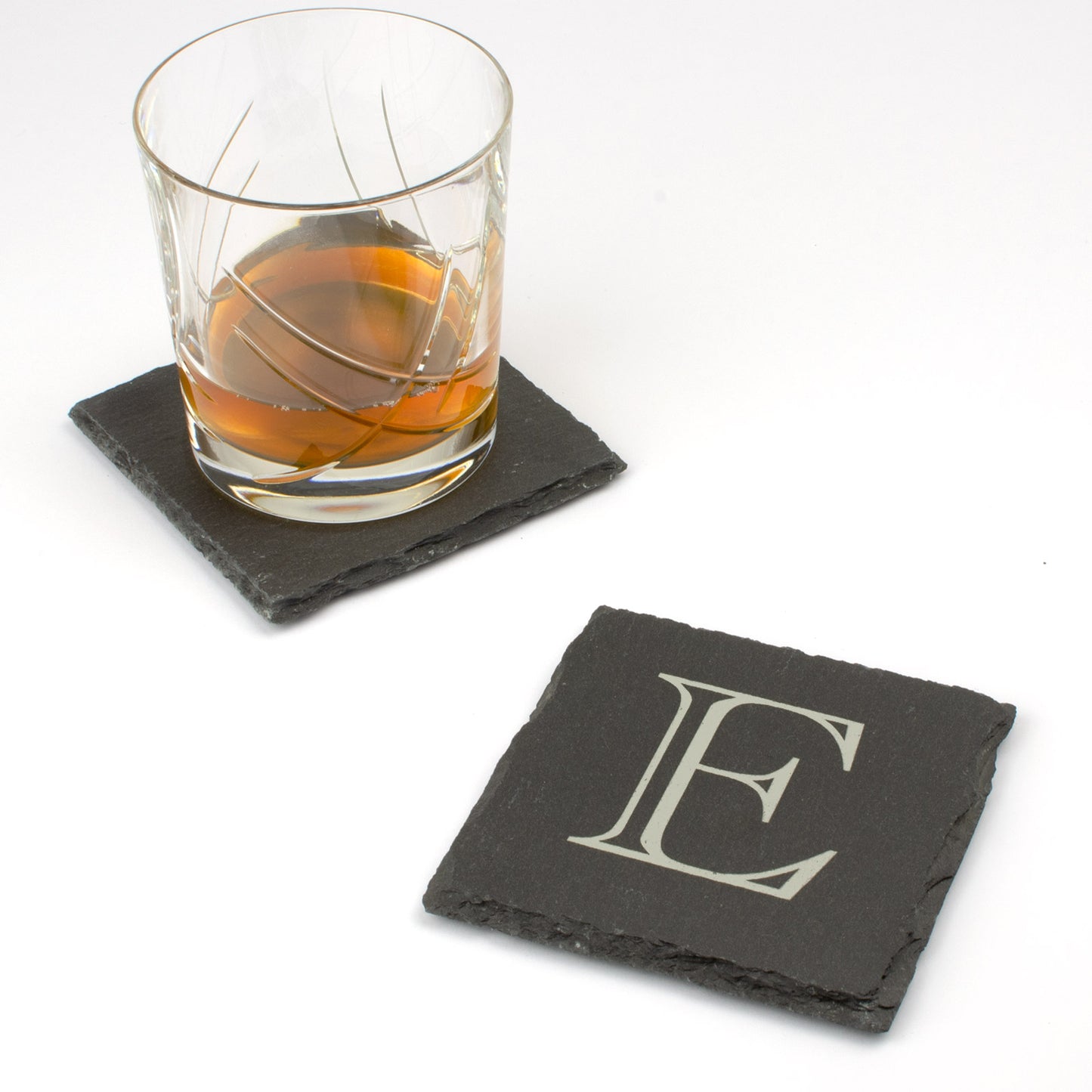 Engraved Initial Personalised Slate Drink Coaster.