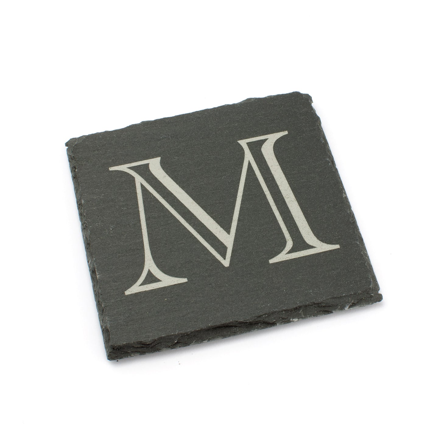 Engraved Initial Personalised Slate Drink Coaster.