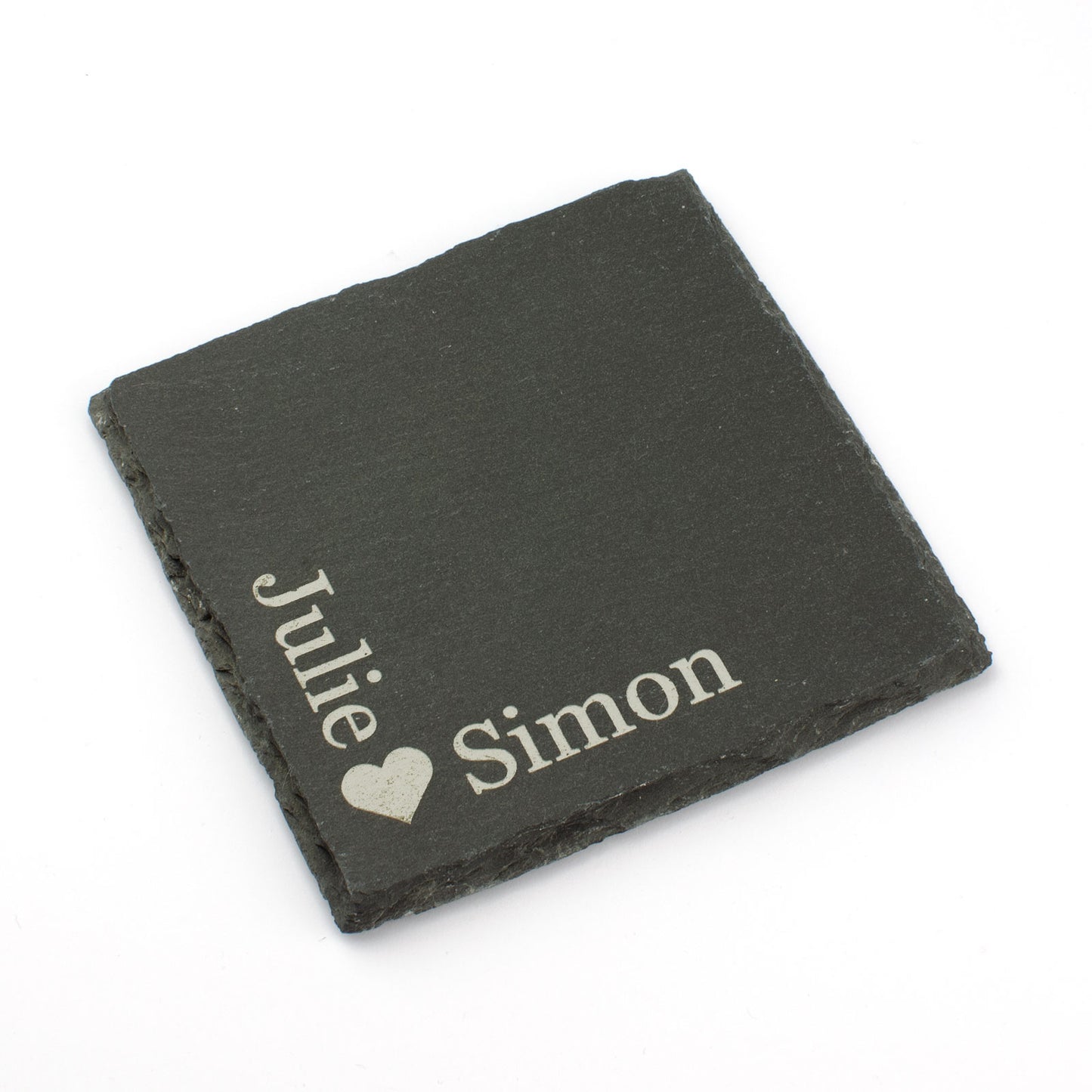 Personalised Slate Coaster - Couples Names & Love Heart