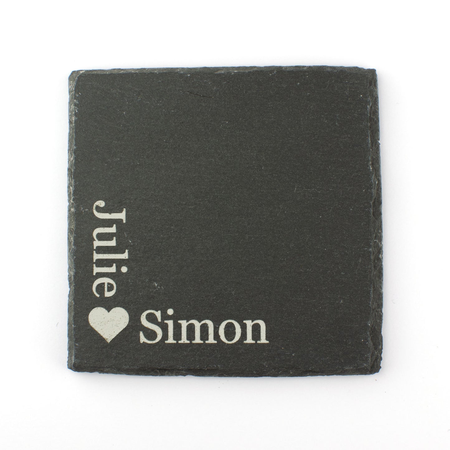 Personalised Slate Coaster - Couples Names & Love Heart