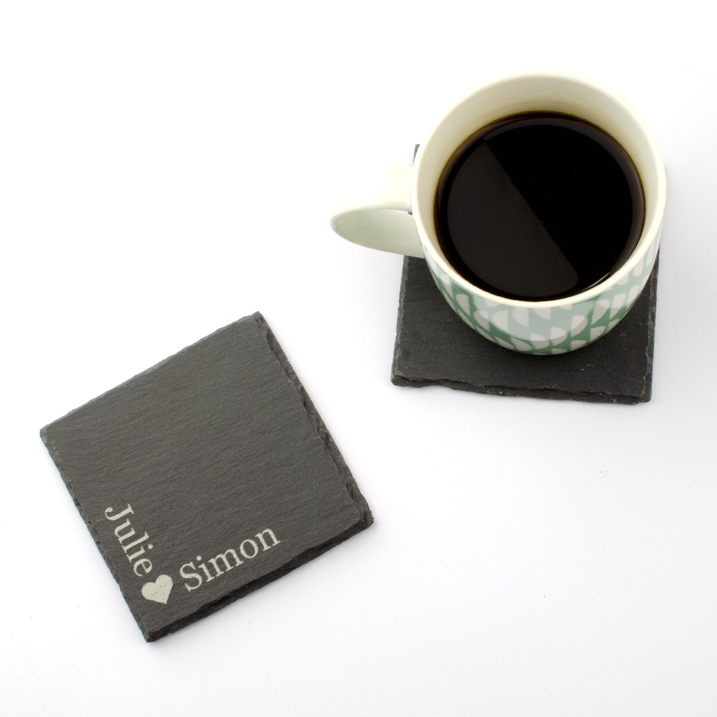 Personalised Slate Coaster - Couples Names & Love Heart
