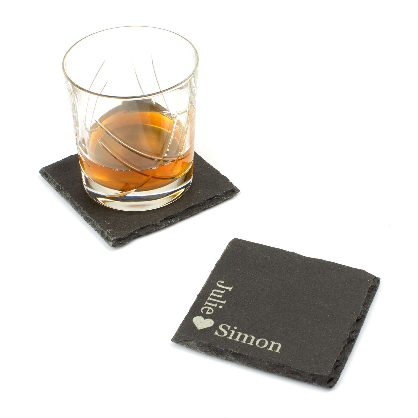 Personalised Slate Coaster - Couples Names & Love Heart