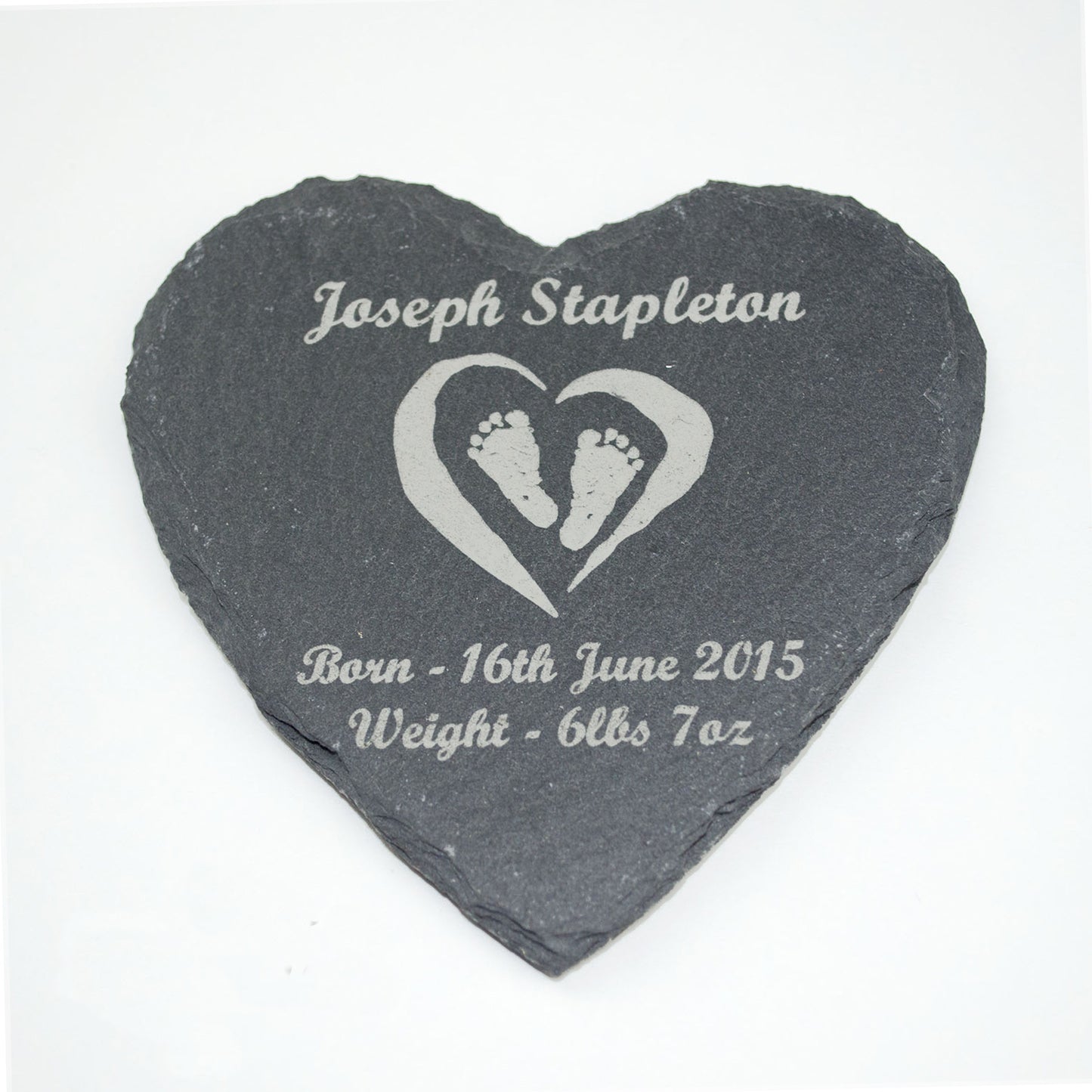 Christening Gift, Personalised Heart Slate Coaster.
