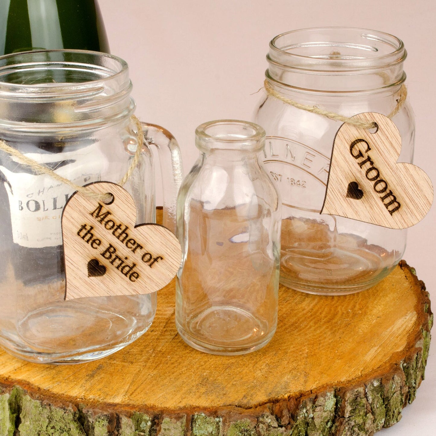 Rustic 6cm Wooden Hearts, Wedding Place Names.