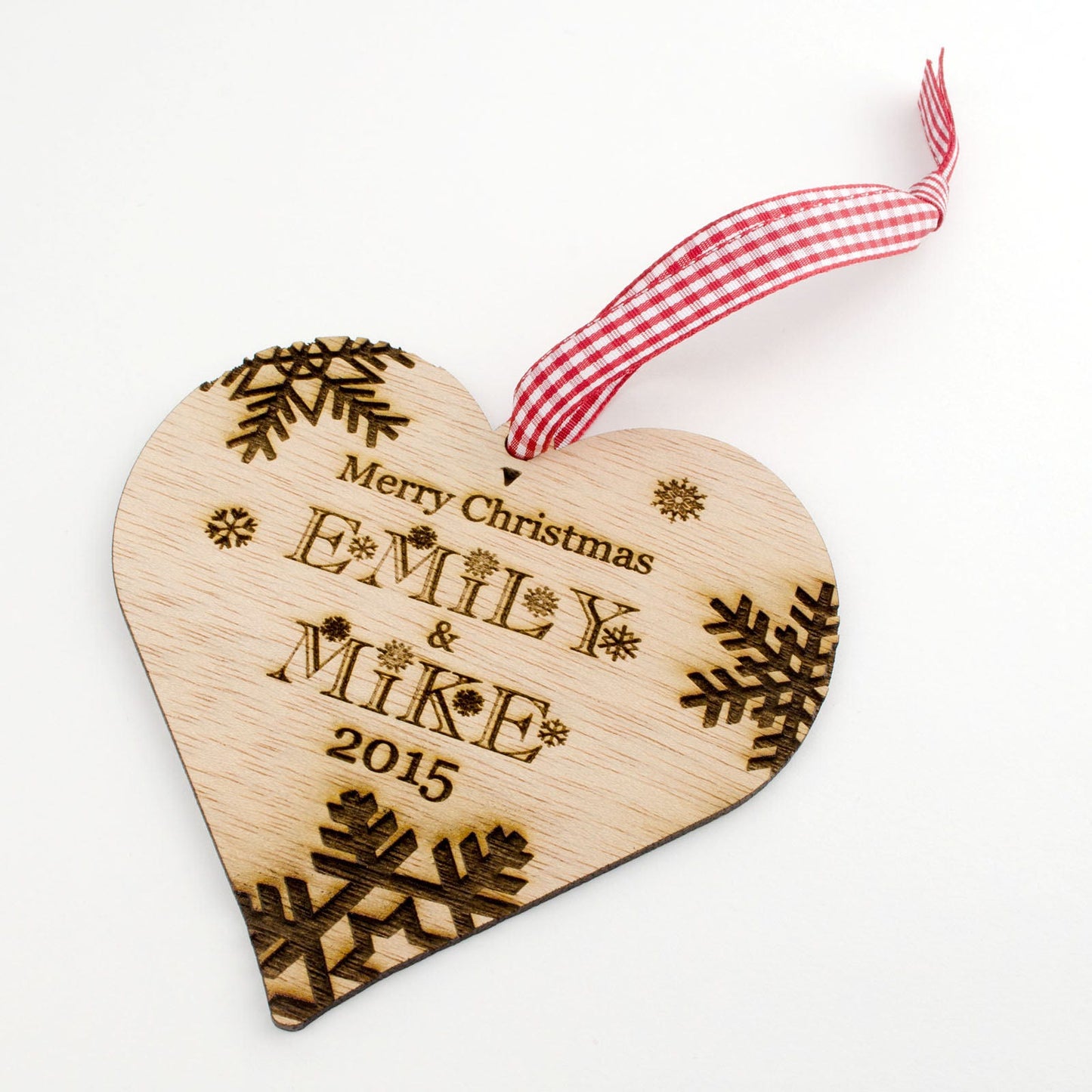 First Christmas Together, Personalised Heart Christmas Decoration, Wood.