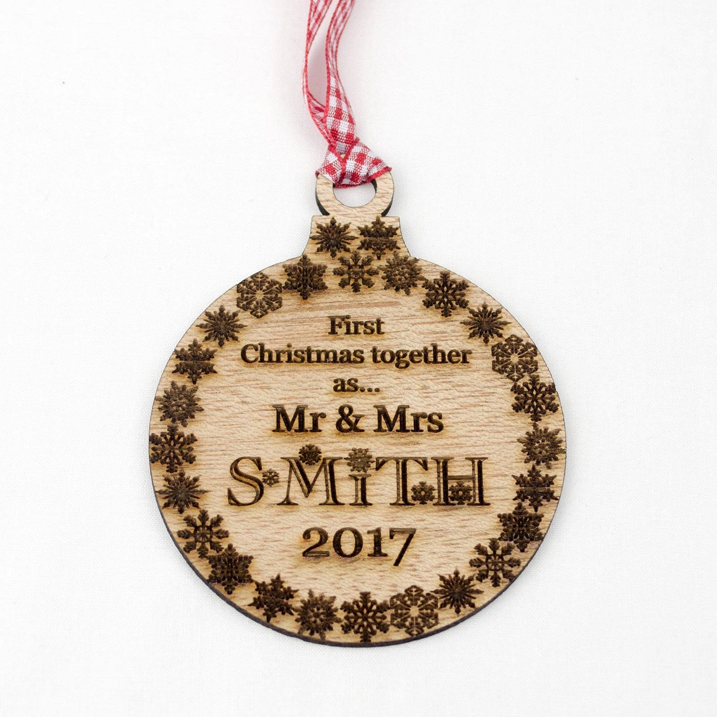 First Christmas Together Bauble. Hardwood.