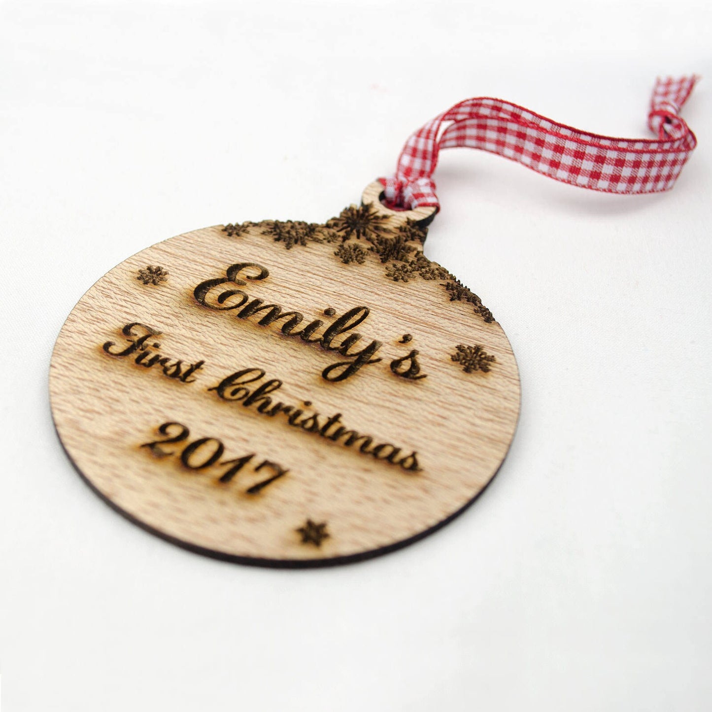 Baby's First Christmas Bauble. Hardwood..