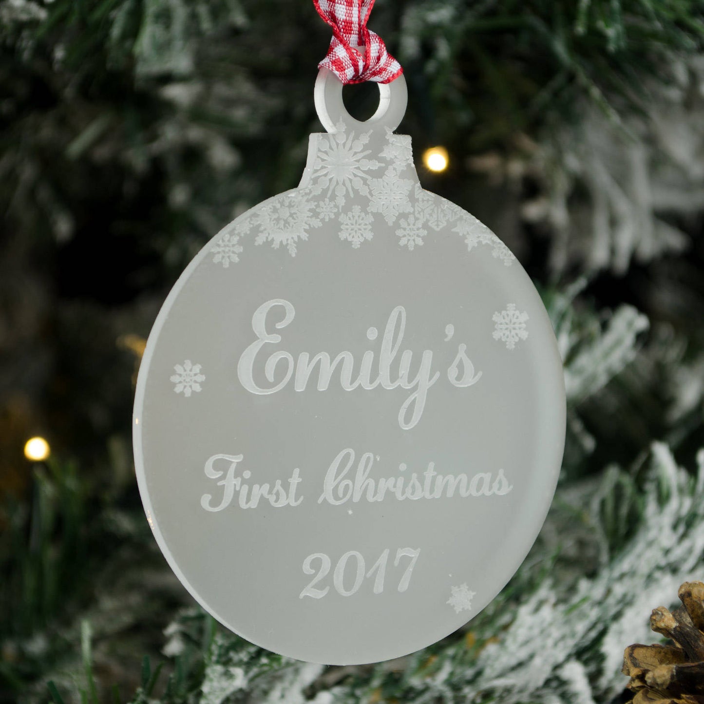 Baby's First Christmas Bauble. Frosted.