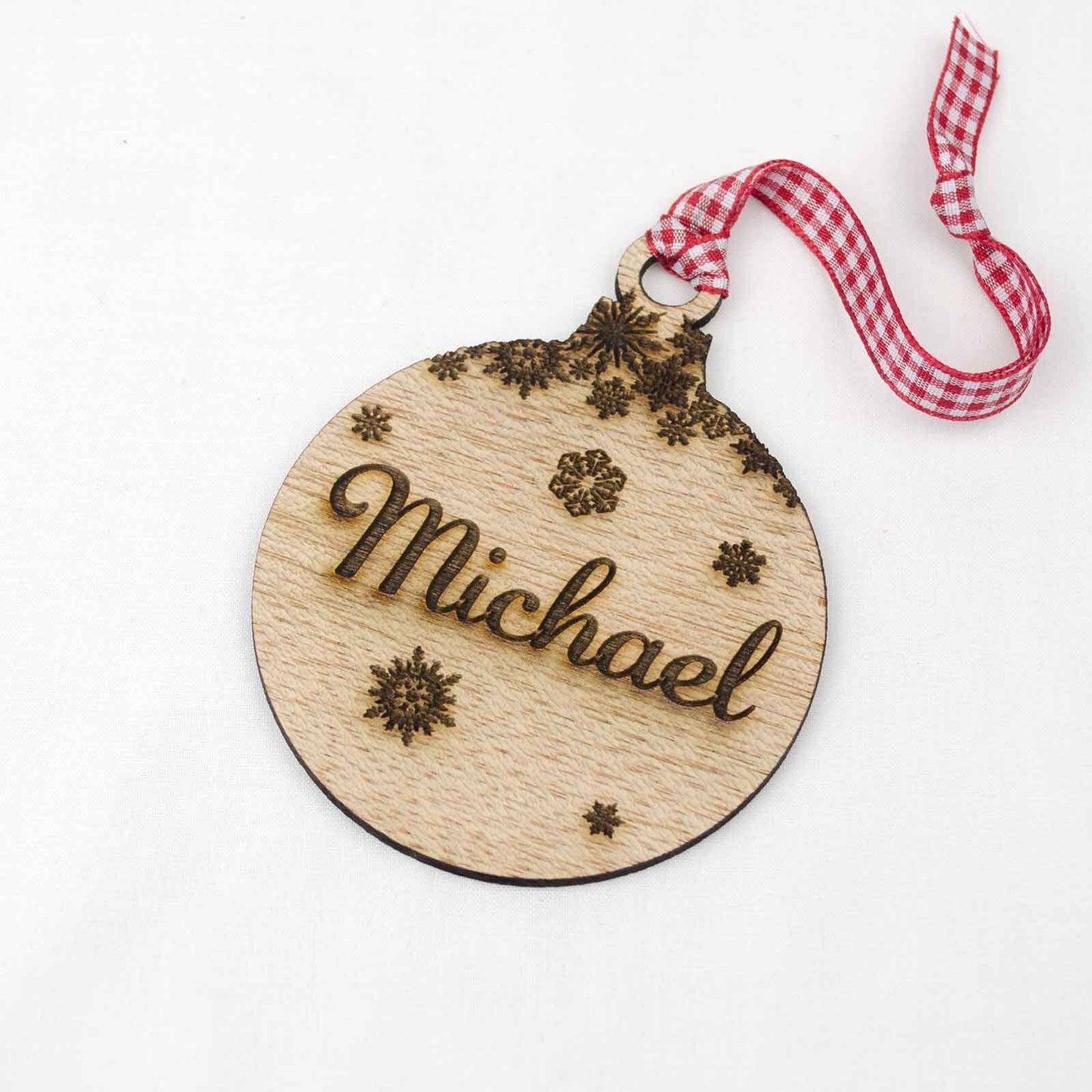 Personalised Name Christmas Tree Decoration, Wood.