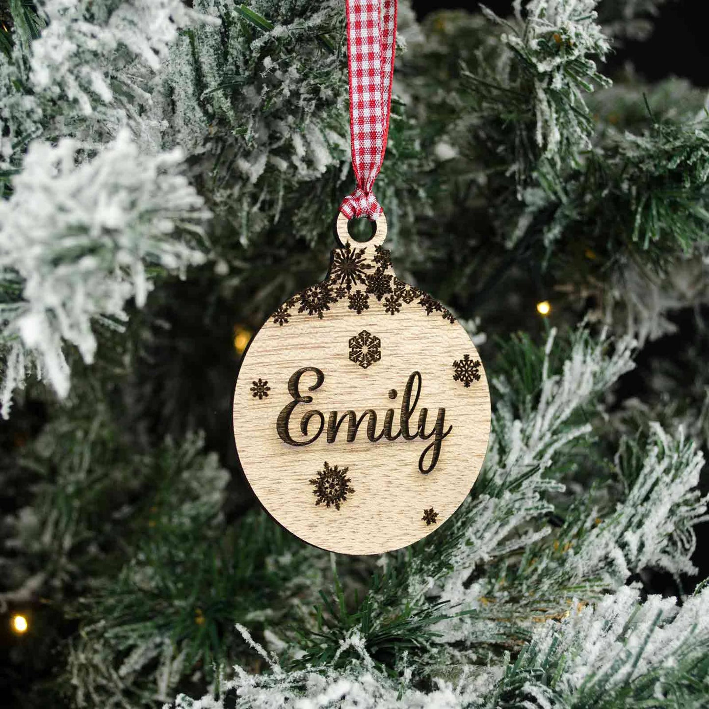 Personalised Name Christmas Tree Decoration, Wood.