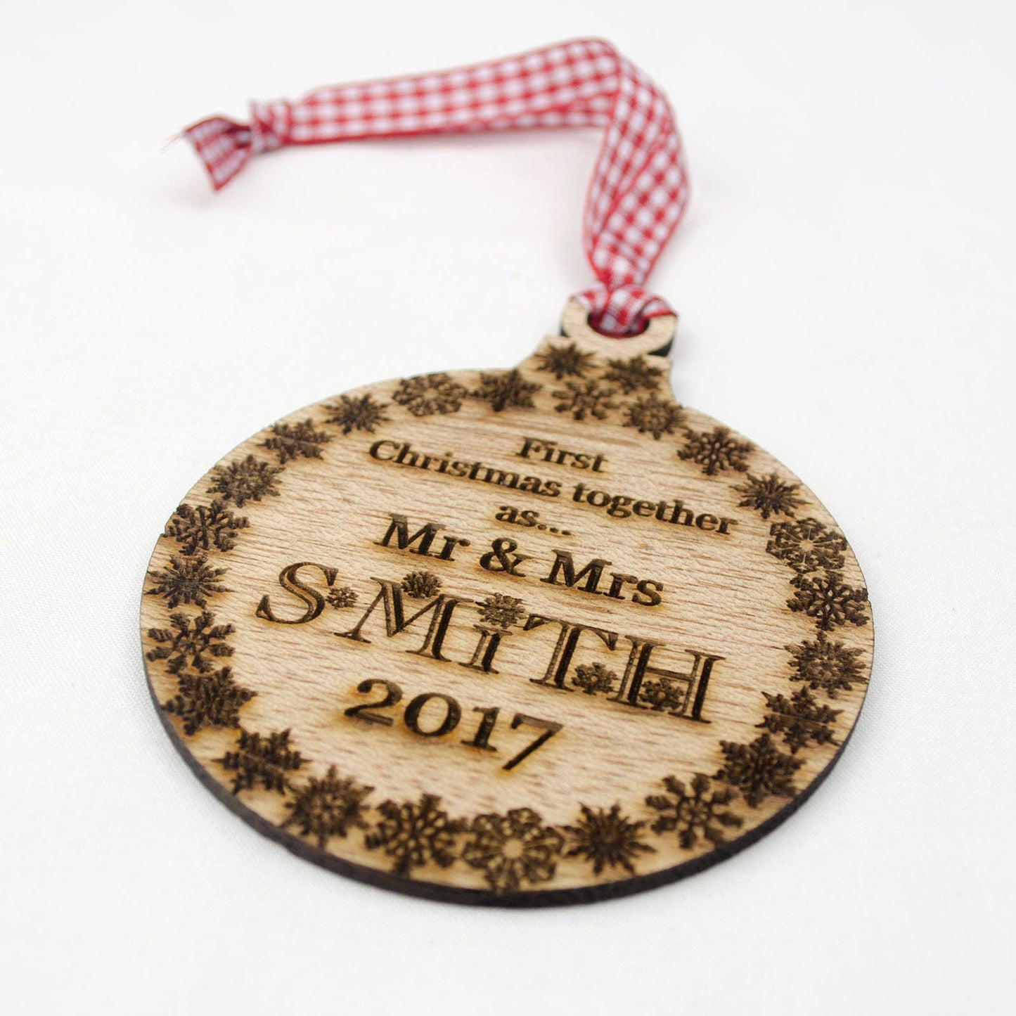 First Christmas Together Bauble. Hardwood.