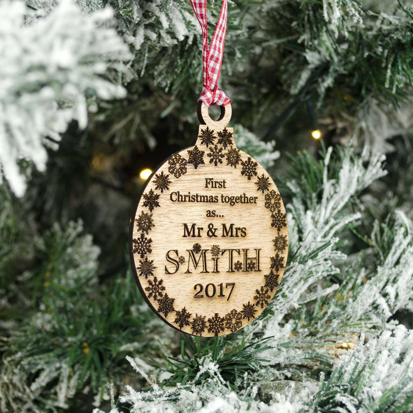 First Christmas Together Bauble. Hardwood.