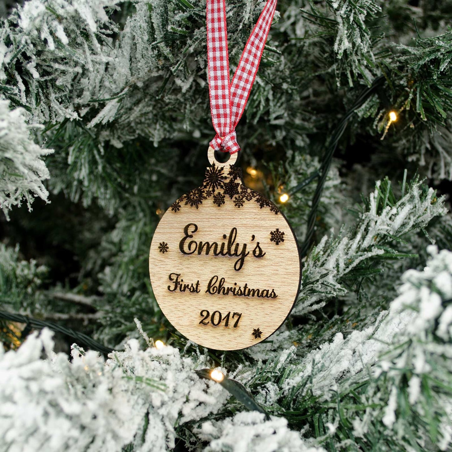 Baby's First Christmas Bauble. Hardwood..