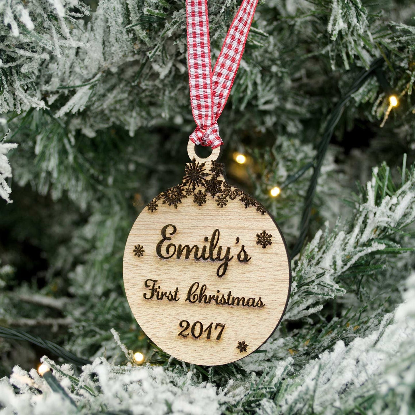 Baby's First Christmas Bauble. Hardwood..