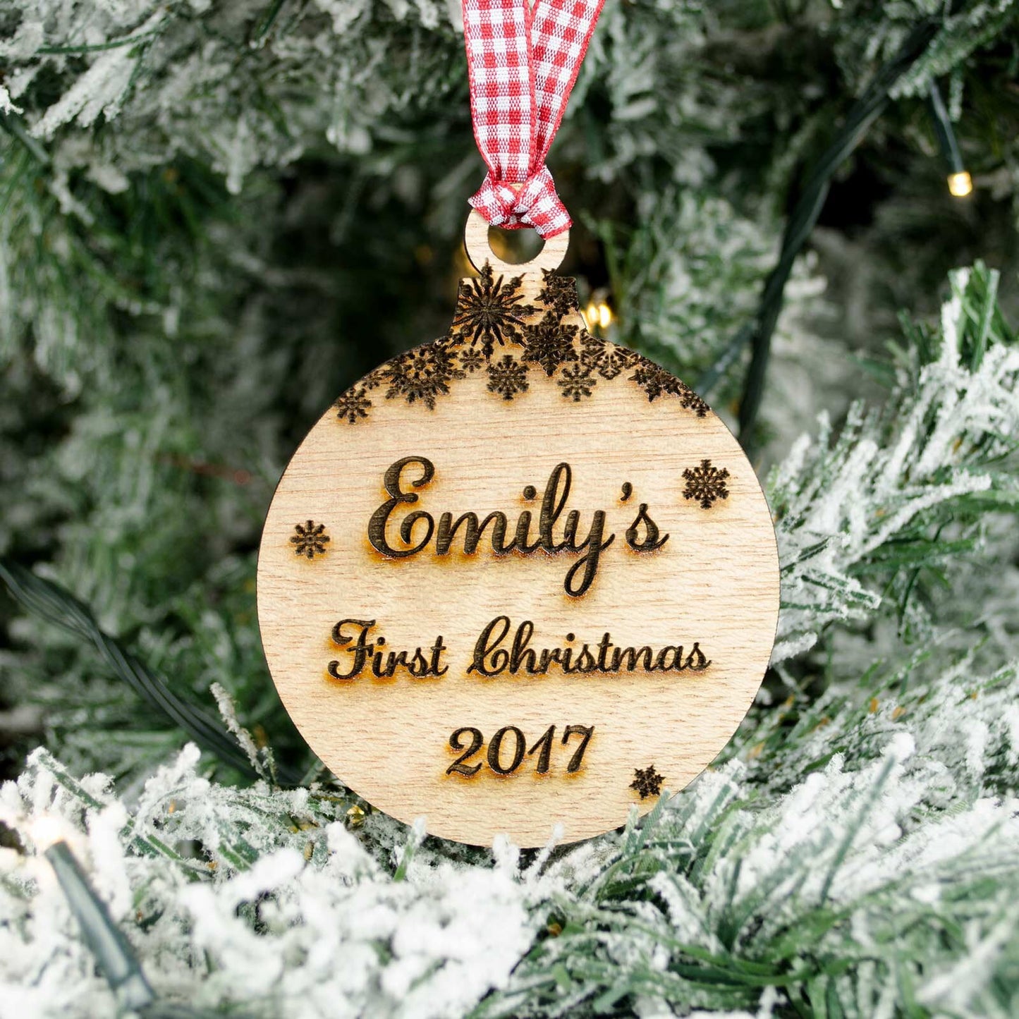 Baby's First Christmas Bauble. Hardwood..