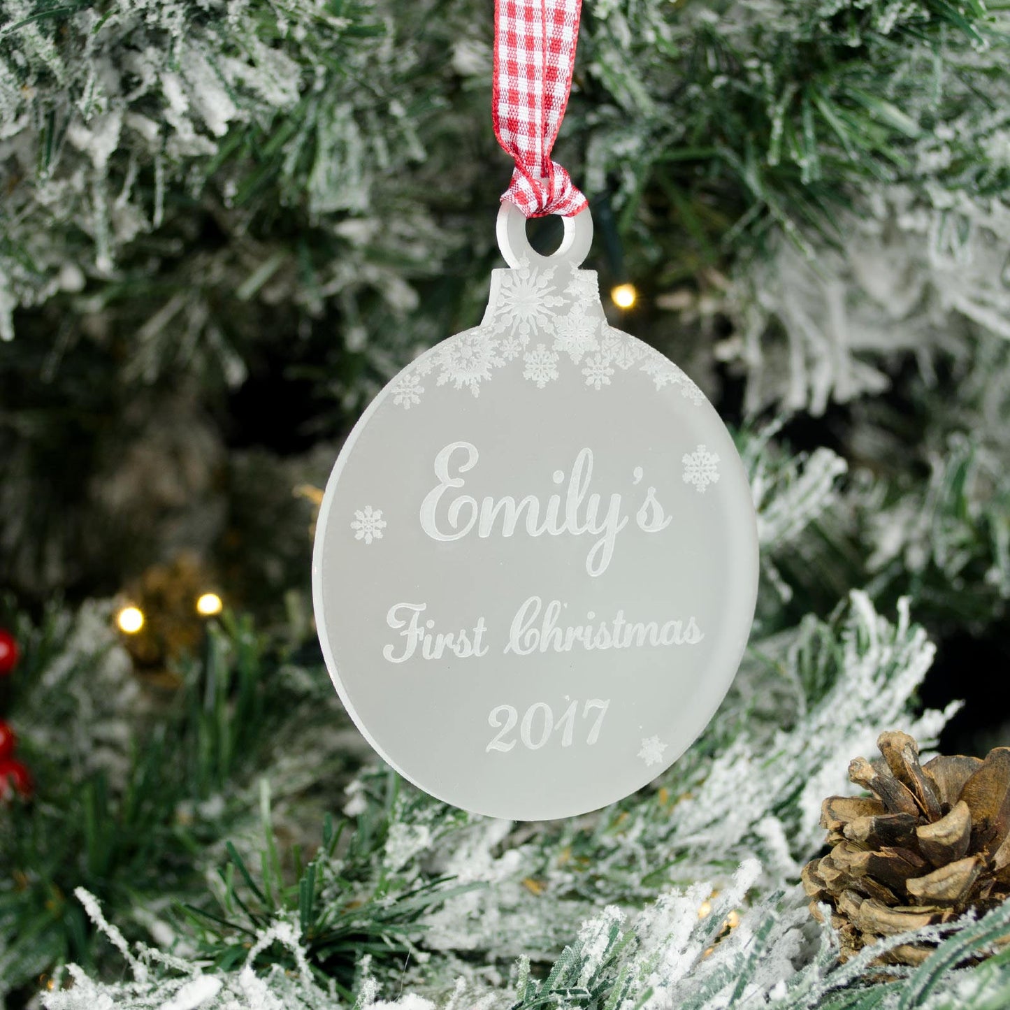 Baby's First Christmas Bauble. Frosted.