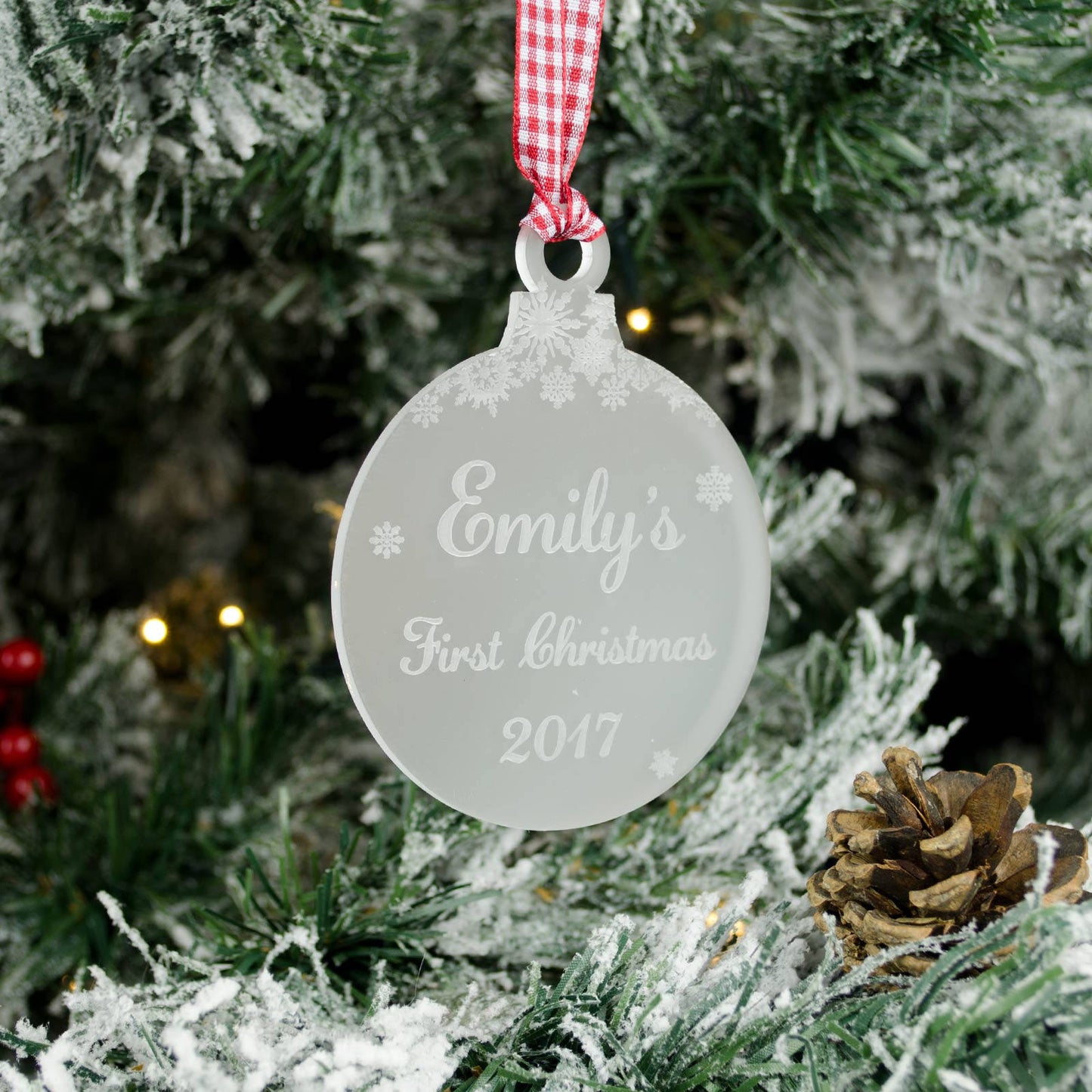 Baby's First Christmas Bauble. Frosted.