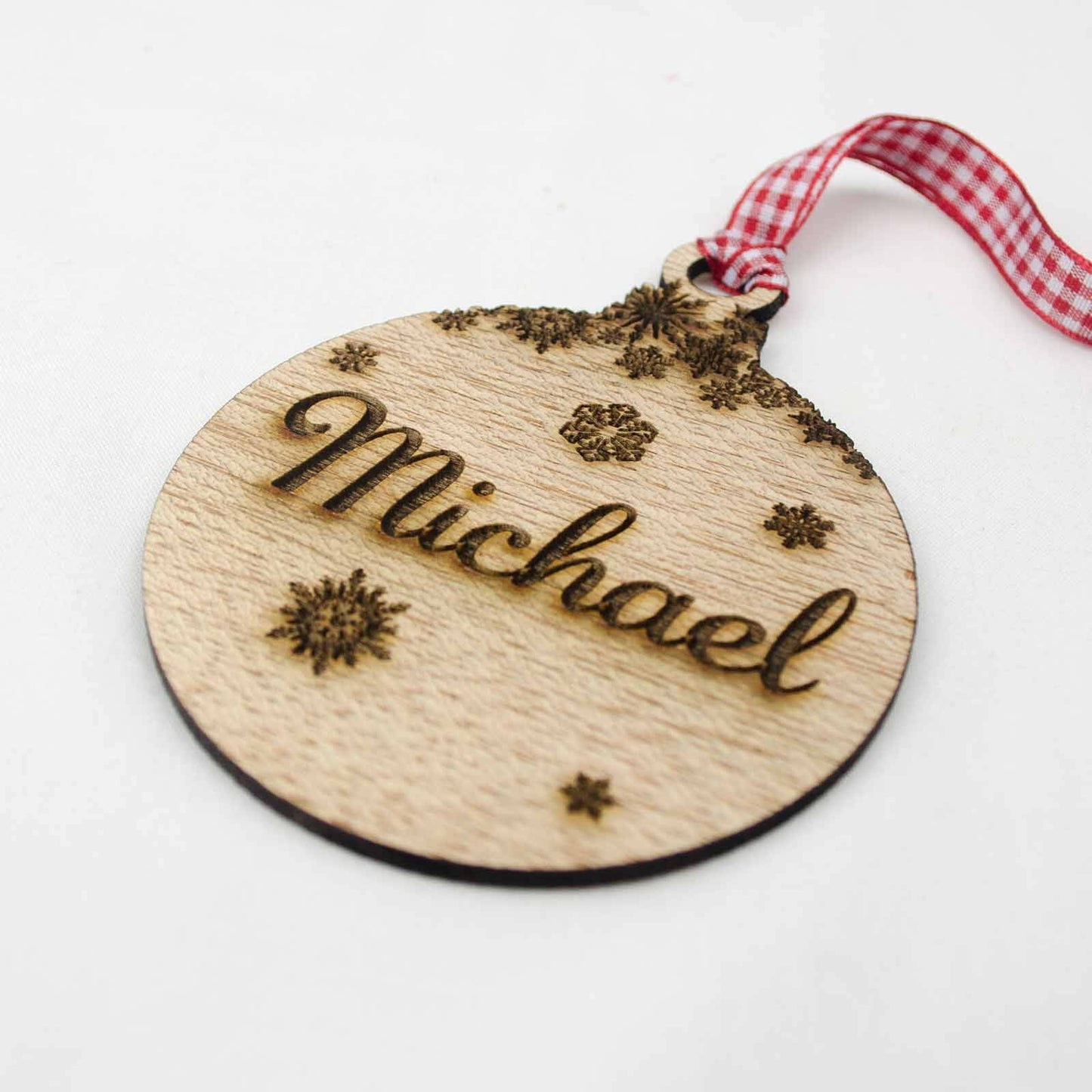 Personalised Name Christmas Tree Decoration, Wood.