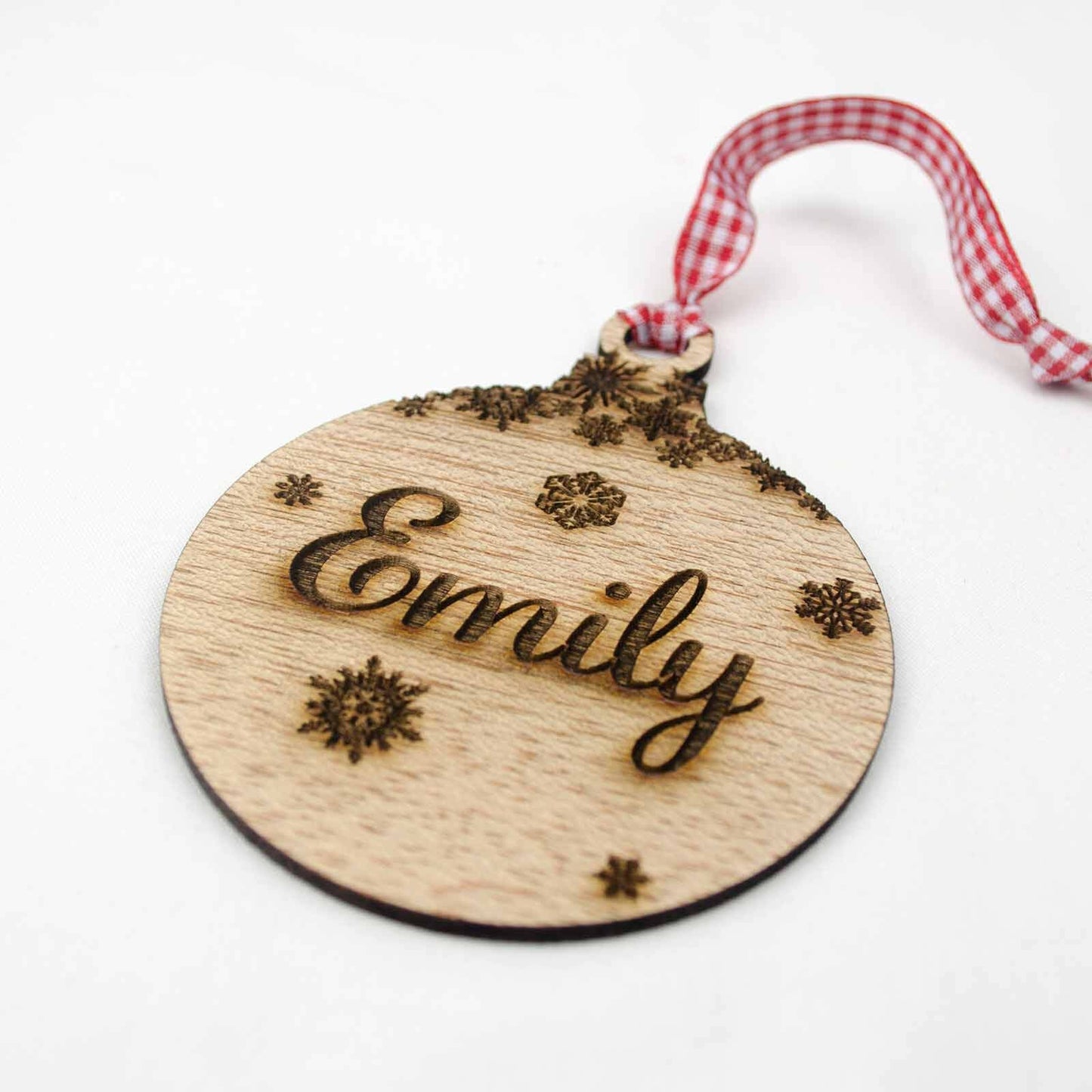 Personalised Name Christmas Tree Decoration, Wood.