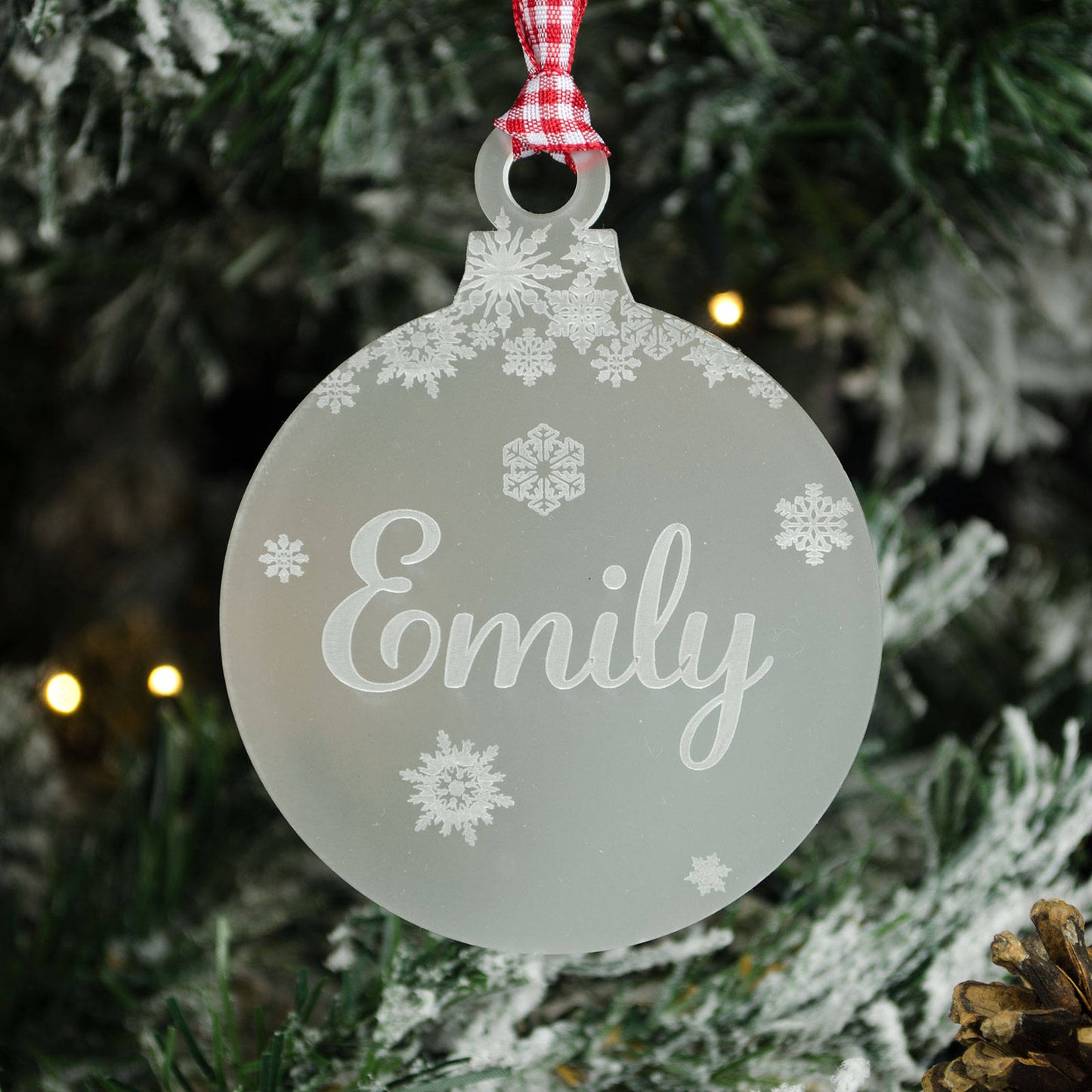 Personalised Name Christmas Tree Decoration, Frosted Acrylic.