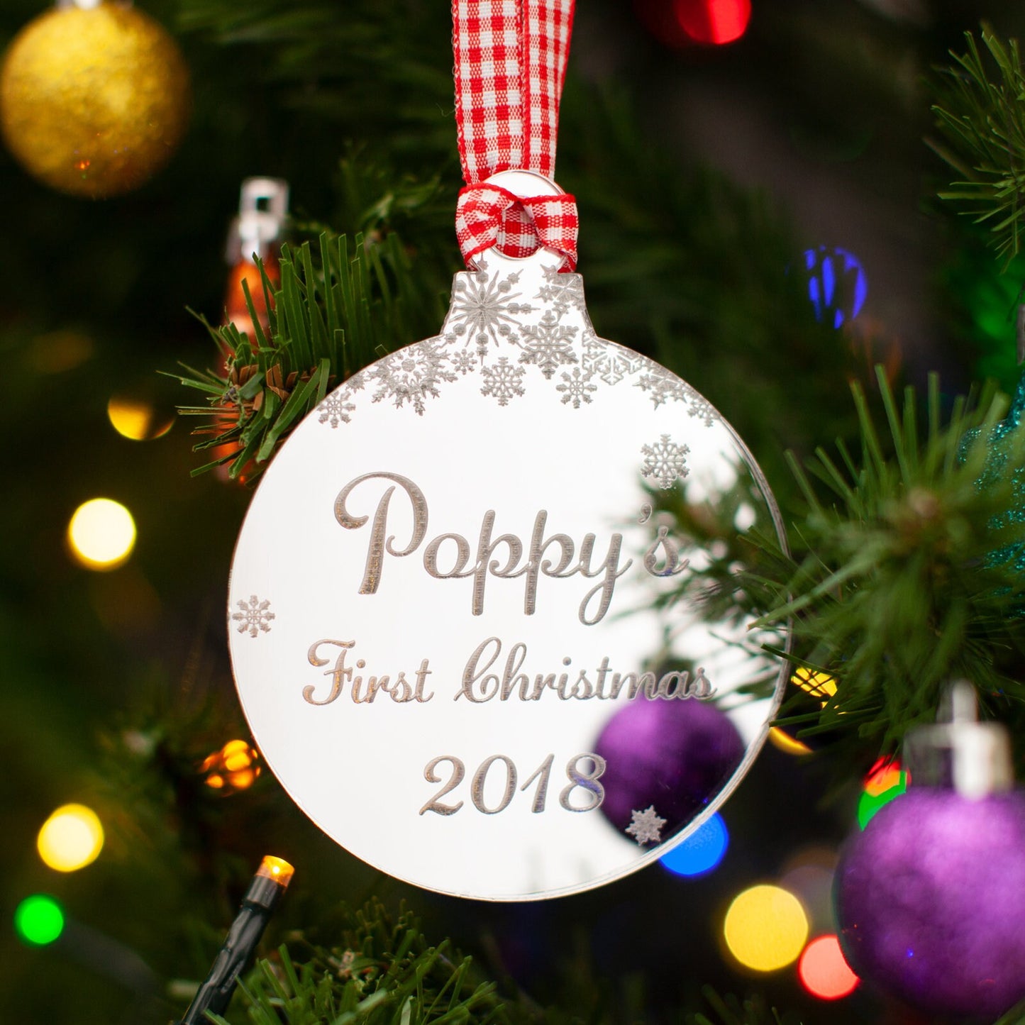 Baby's First Christmas Mirrored Bauble.