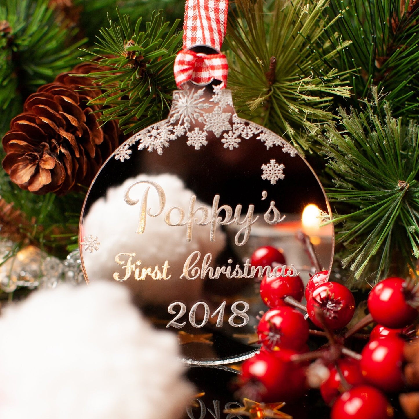 Baby's First Christmas Mirrored Bauble.
