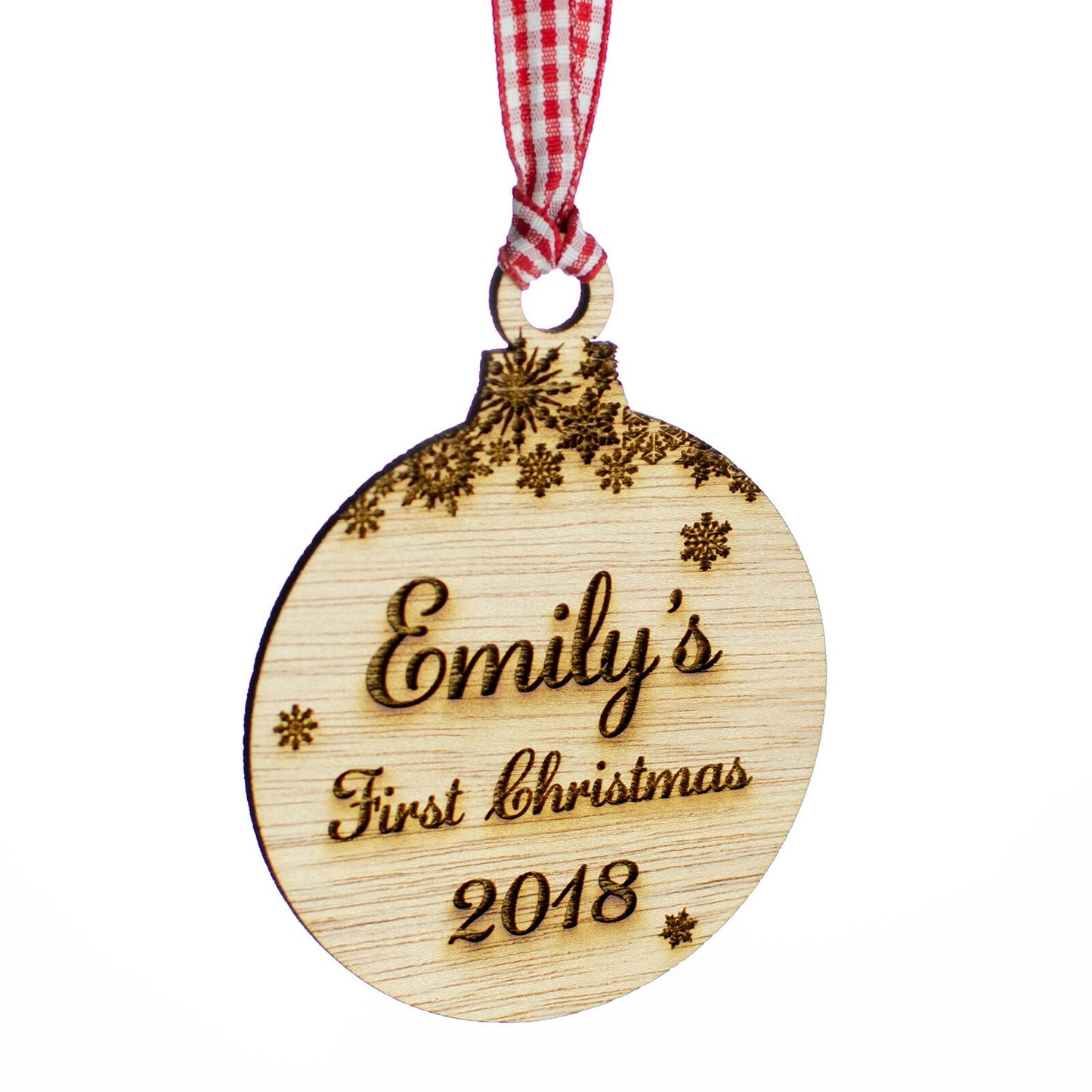 Baby's First Christmas Bauble. Hardwood..