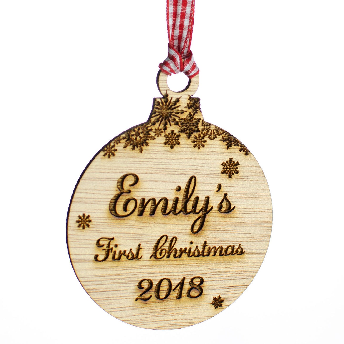 Baby's First Christmas Bauble. Hardwood..