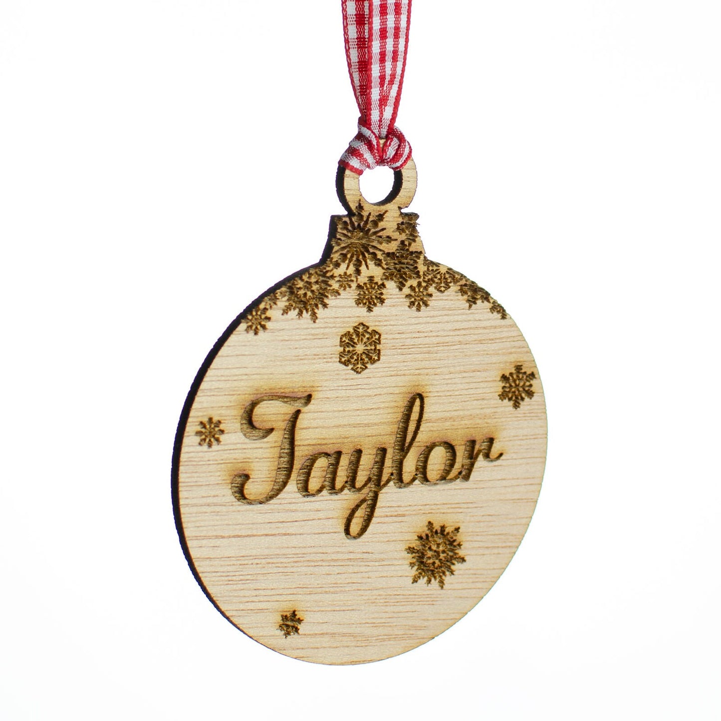 Personalised Name Christmas Tree Decoration, Wood.
