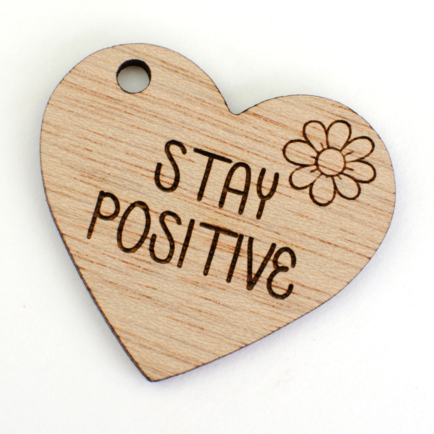 Stay Positive Wooden Heart.