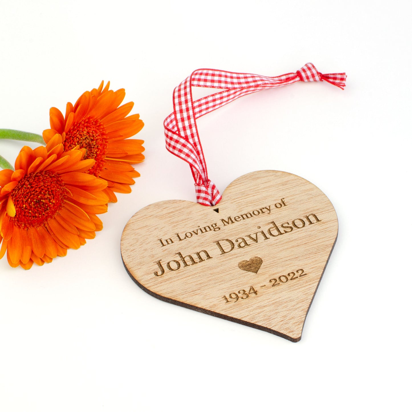 Personalised Wooden Memorial Heart.
