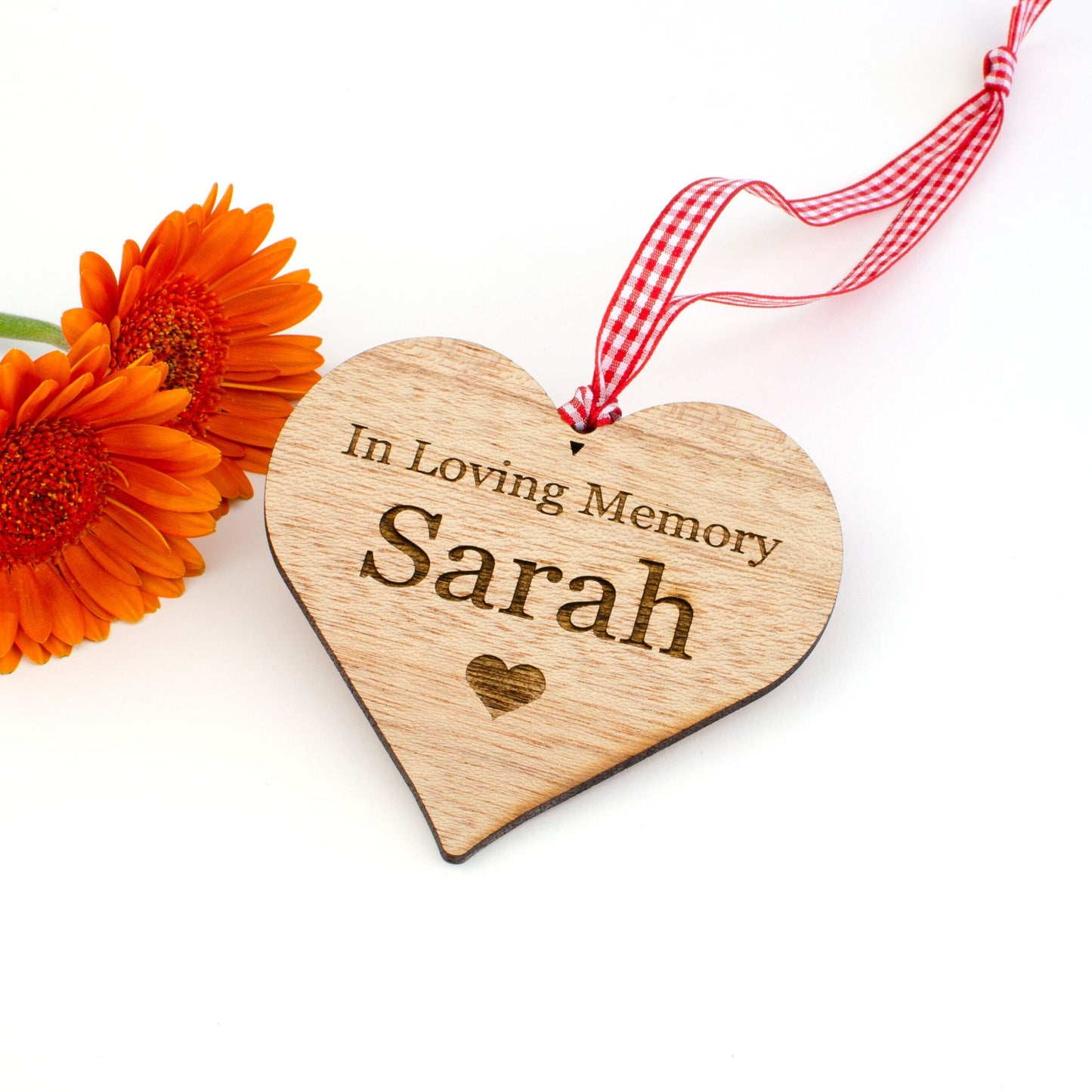 Personalised Wooden Memorial Heart.