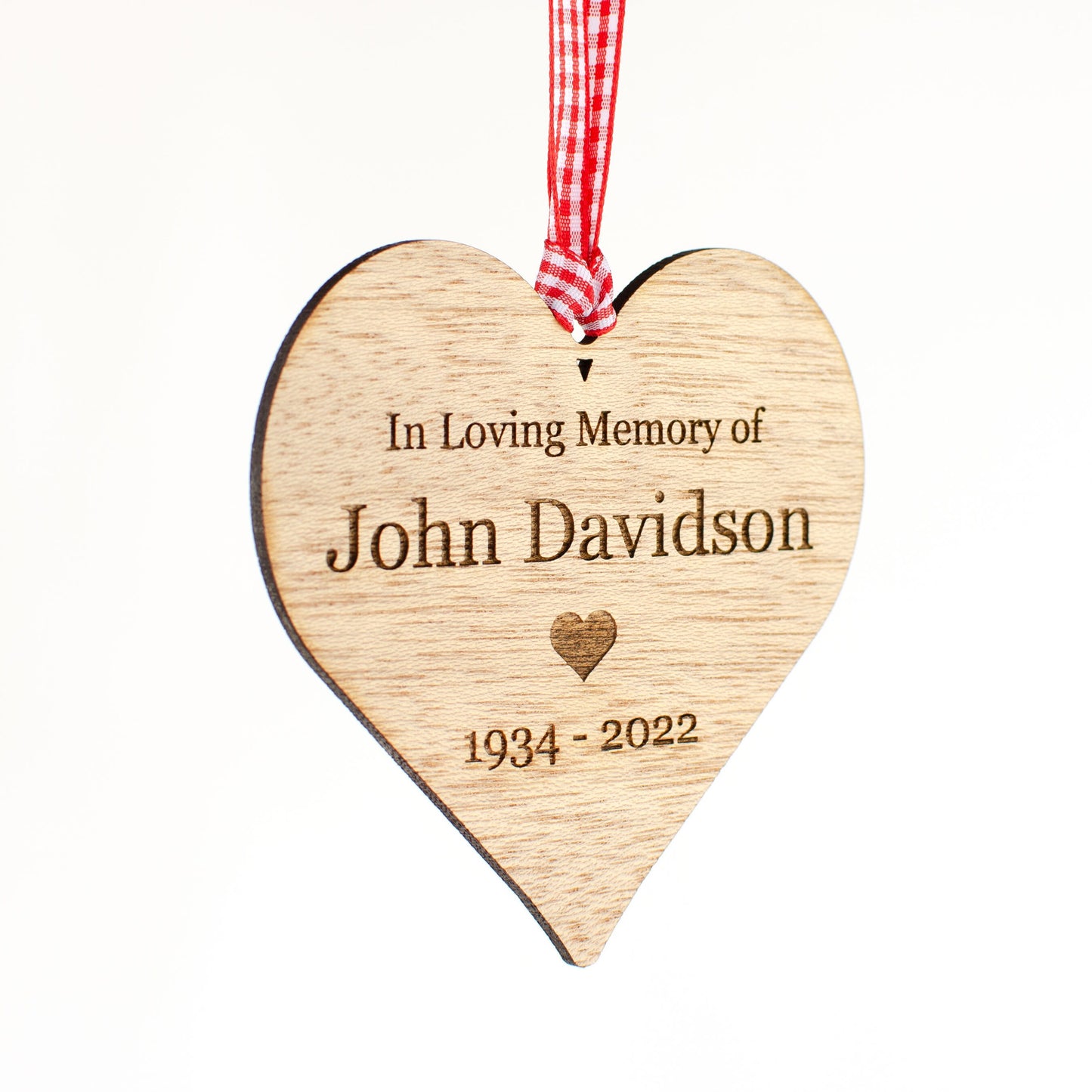 Personalised Wooden Memorial Heart.