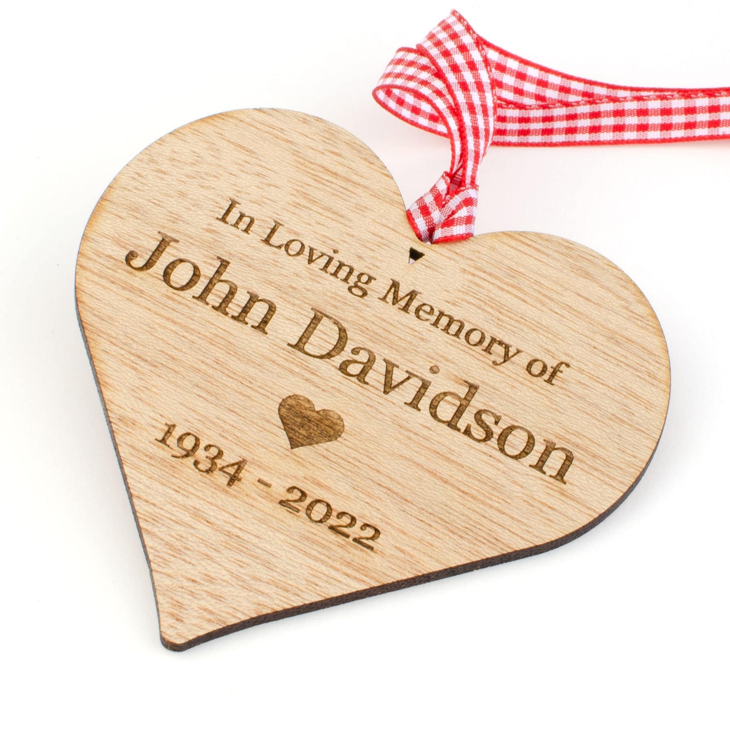 Personalised Wooden Memorial Heart.