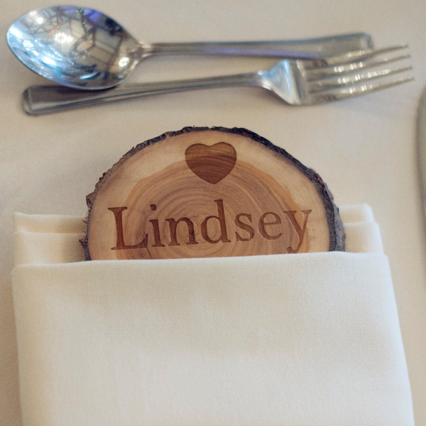 Personalised Rustic Log Slice Coasters.