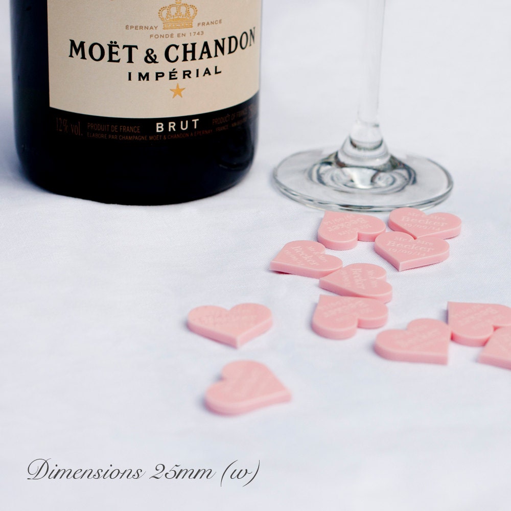 Personalised 25mm Pink Acrylic Hearts.