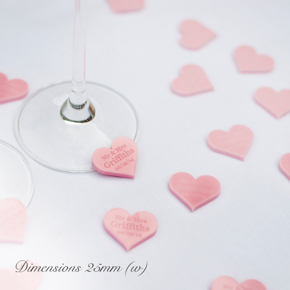 Personalised 25mm Pink Acrylic Hearts.