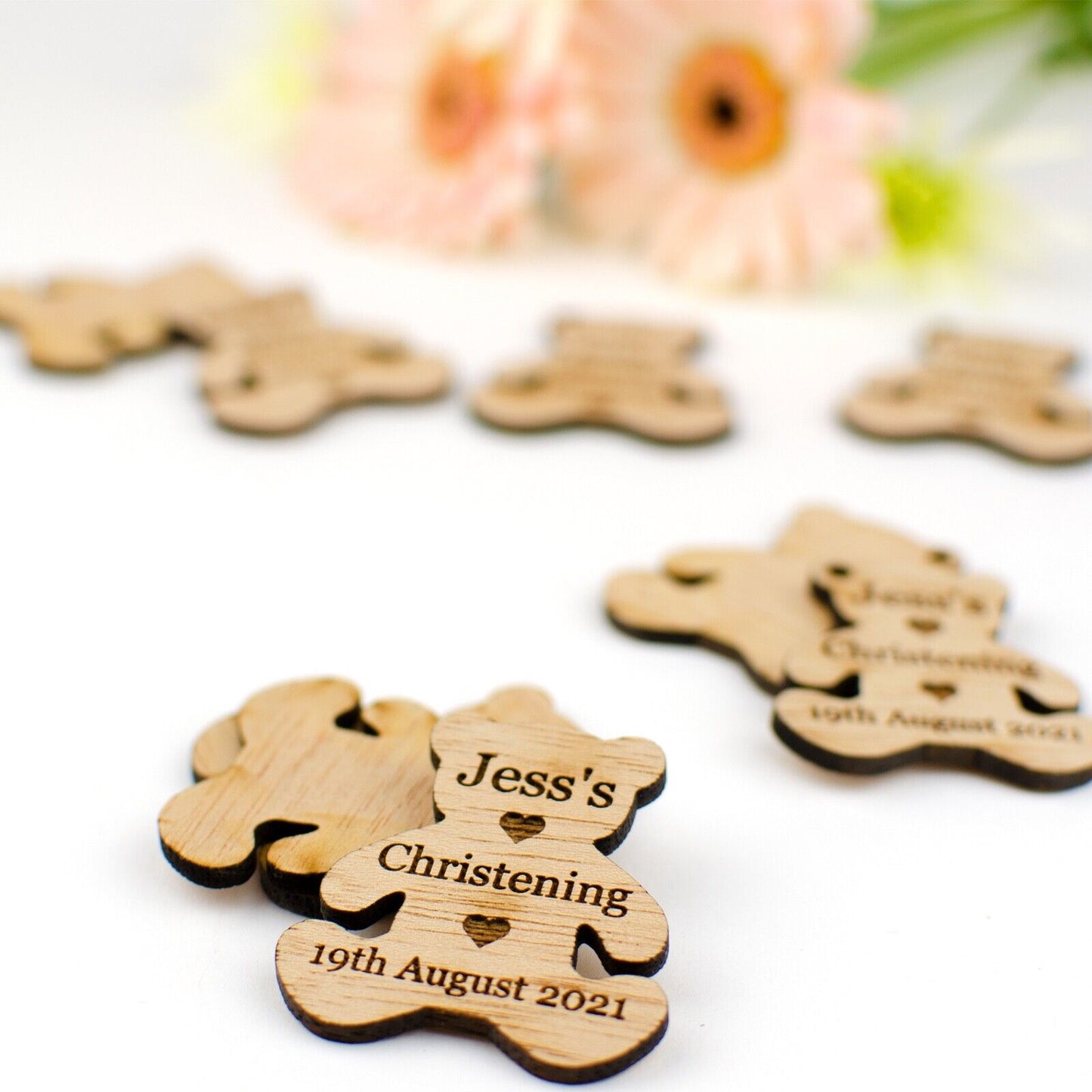 Personalised Teddy Bear Favours Christening, Baby Shower, Wedding, Birthday Gift