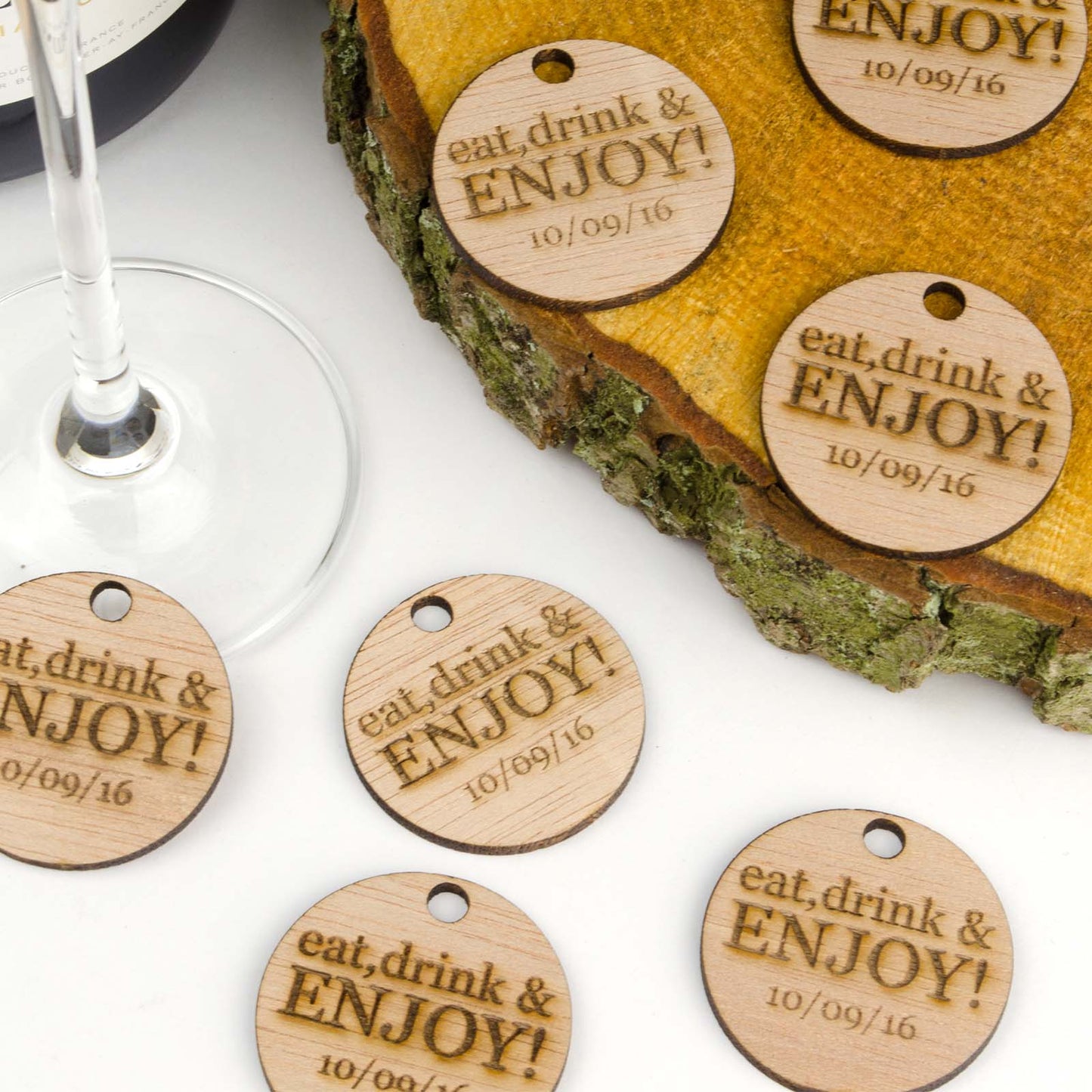 Personalised Wooden Drink Tokens - Round.