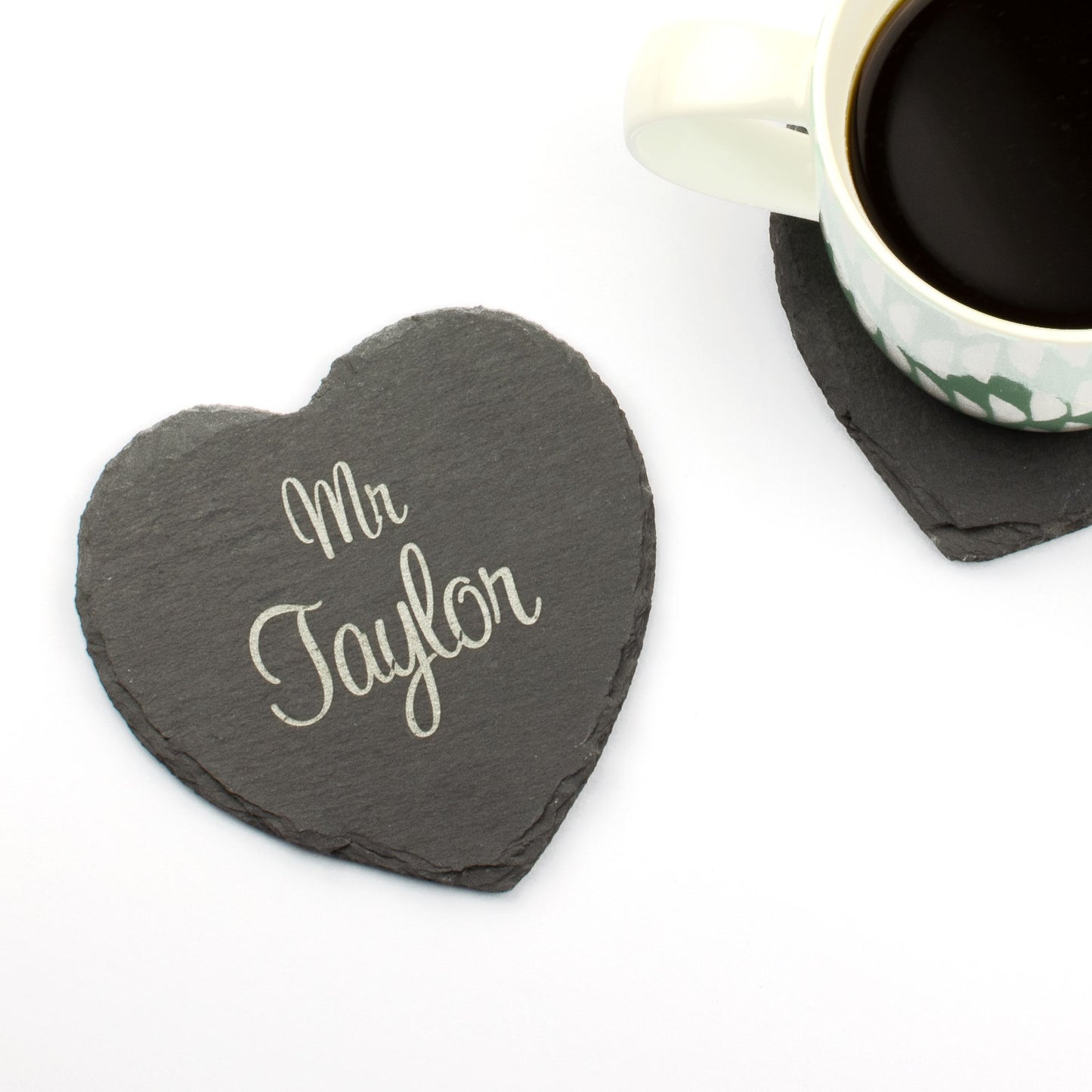 Set of 2 Personalised Mr & Mrs Slate Drink Coasters.