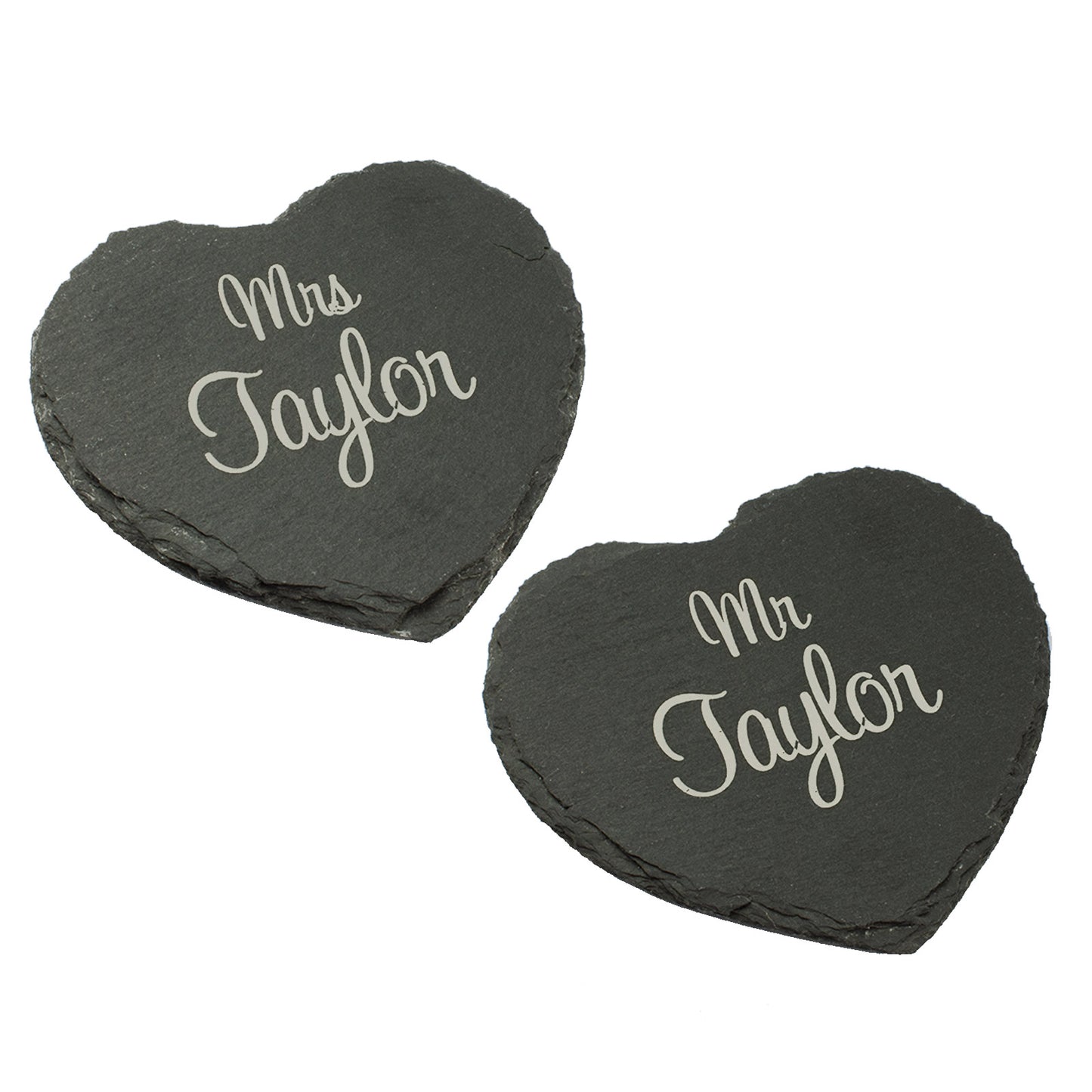 Set of 2 Personalised Mr & Mrs Slate Drink Coasters.