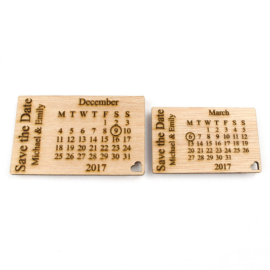 Personalised Wooden Save the Date Fridge Magnets.