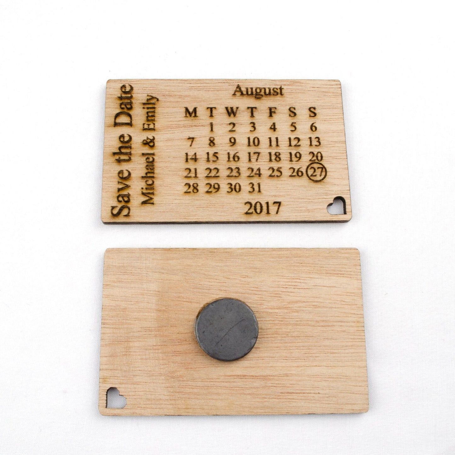 Personalised Wooden Save the Date Fridge Magnets.