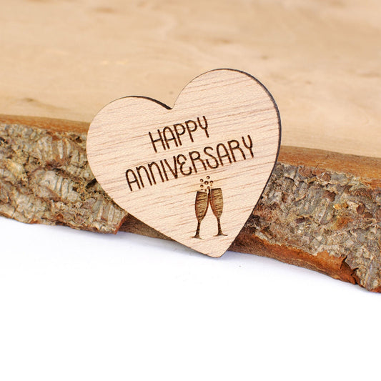 Happy Anniversary Wooden Heart.