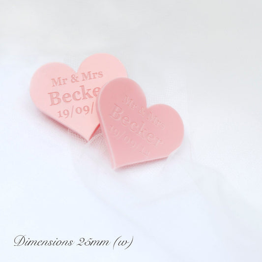 Personalised 25mm Pink Acrylic Hearts.