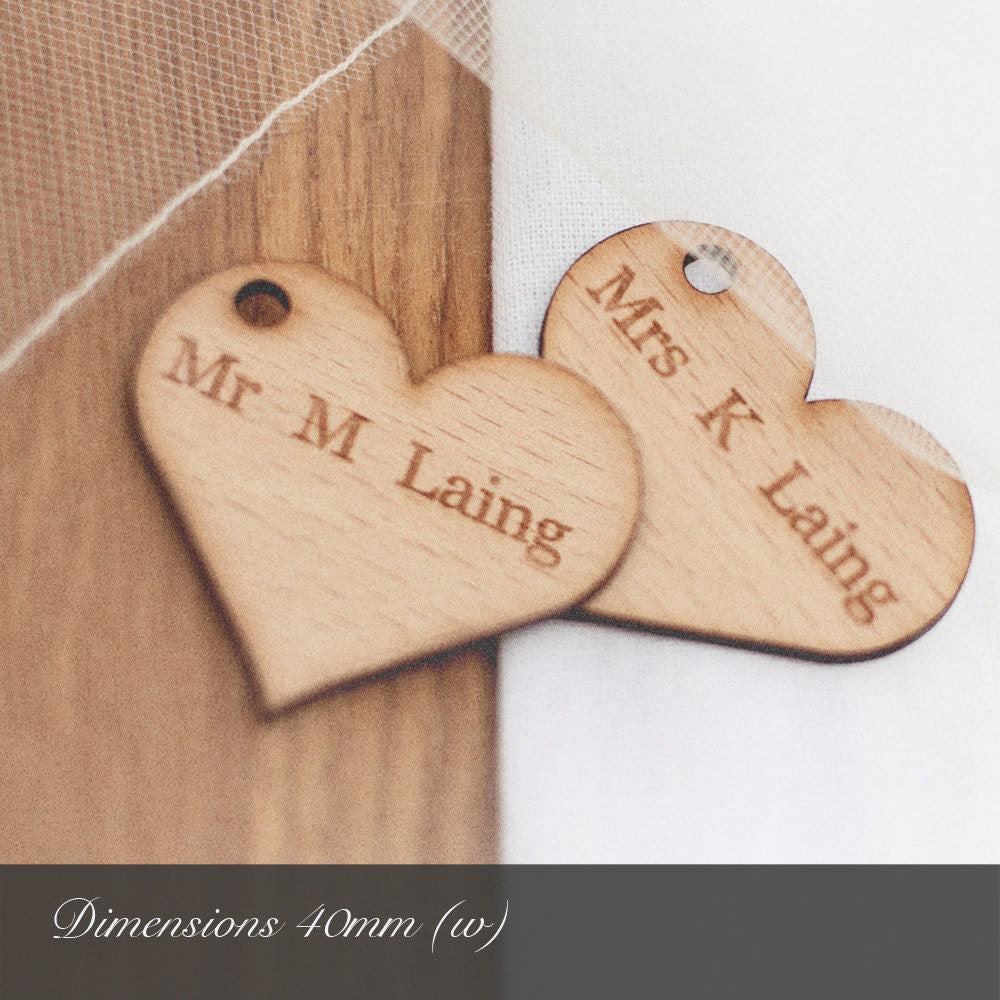 Personalised 4cm Wooden Hearts, Beech Hardwood.