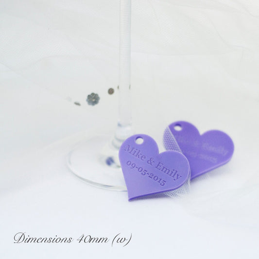 Personalised 4cm Lilac Acrylic Hearts.