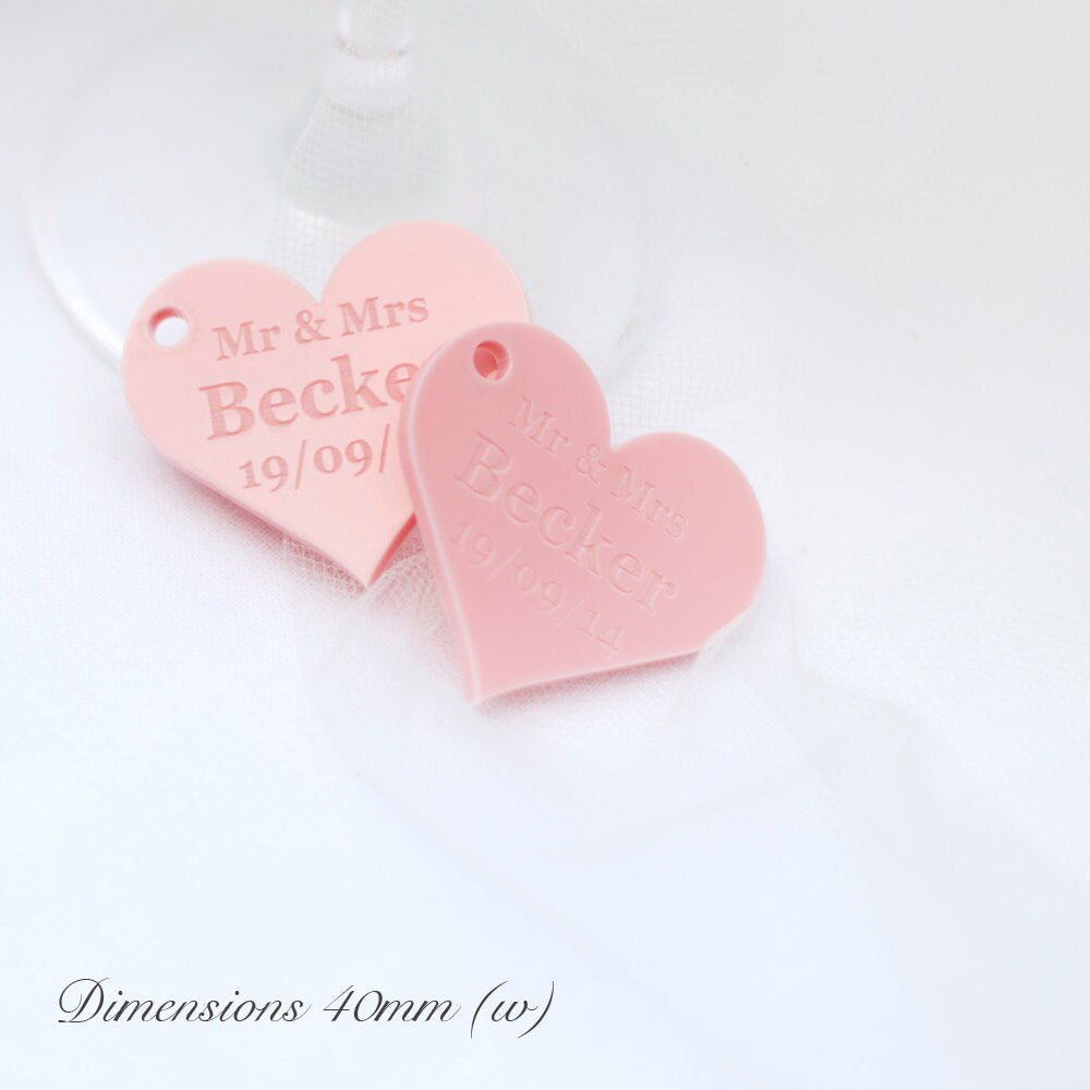 Personalised 4cm Pink Acrylic Hearts.